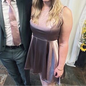 Metallic Blush Pink Satin Dress